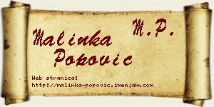 Malinka Popović vizit kartica